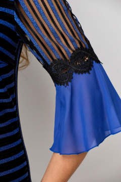 Стильное платье из трикотажа с игрой рисунка ткани Solomeya Lux 661 синий - фото 3