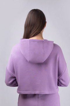 Короткий худи с капюшоном из футера для спорта и casual Verally 457-1 сирень - фото 4