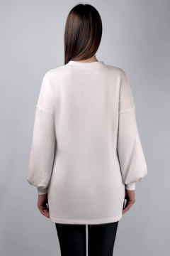 Белый демисезонный джемпер из трикотажа и хлопка Verally 470-1 молоко - фото 3