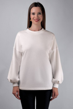 Белый демисезонный джемпер из трикотажа и хлопка Verally 470-1 молоко - фото 2