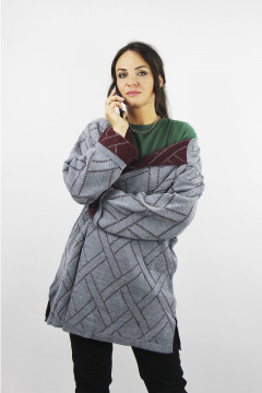 Демисезонный жакет из шерсти с разрезами по бокам Полесье С2758-18 9С0348-Д43 158,164 стальной - фото 1