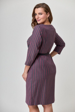 Платье полуприлегающего силуэта с кокеткой и потайной молнией Anelli 478 полоска_бордо - фото 2