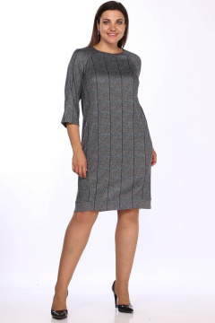 Платье прямое из трикотажа со спущенными плечами и карманами Lady Style Classic 1700/2 серые_тона - фото 1