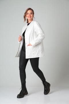 Белая утепленная демисезонная куртка на кнопках Modema м.1040/3 молочный - фото 1