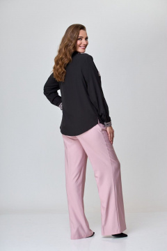 Блуза с кружевными деталями и накладными карманами Anelli 940 черный - фото 2