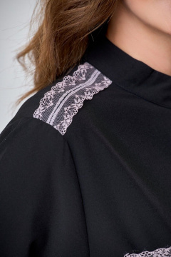 Блуза с кружевными деталями и накладными карманами Anelli 940 черный - фото 4
