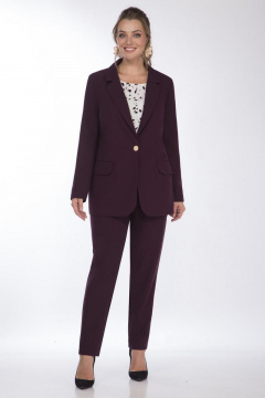 Костюм из жакета, брюк и блузки с прорезными карманами Matini 1.1635 ежевика - фото 1