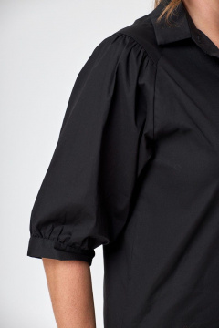 Черная блуза с объемными рукавами и асимметричным низом Anelli 987 лакрица - фото 3