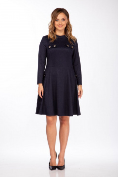 Платье А-силуэта с воротником-стойкой и пуговицами Lady Style Classic 1748 синий - фото 4