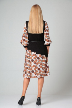 Платье с складками из текстиля и шерсти, жилет без подклада Gamma Gracia 503 черный-белый_какао - фото 2