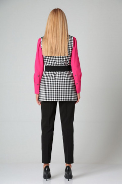 Трехпредметный летний комплект: блуза, брюки и жилет Gamma Gracia 251 черный_белый_клетка - фото 2