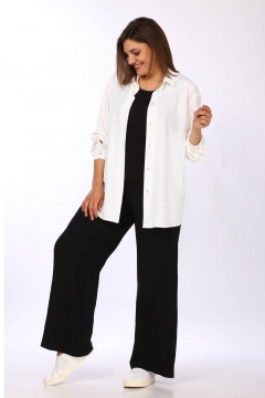 Классическая рубашка из стрейчевого льна с разрезами Lady Secret 127 белый - фото 5