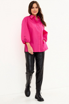 Блуза из хлопка с застежкой на пуговицах деловая, повседневная Магия моды 2143 розовый - фото 2