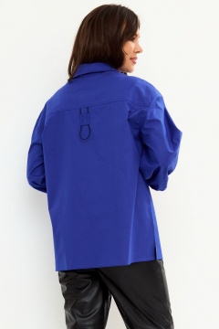 Блуза из хлопка с застежкой на пуговицах деловая, повседневная Магия моды 2143 синий - фото 3