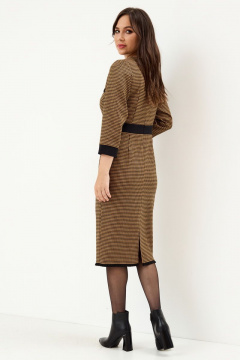 Платье из костюмной ткани с накладными карманами Магия моды 2147 сиена_гусиная_лапка - фото 2