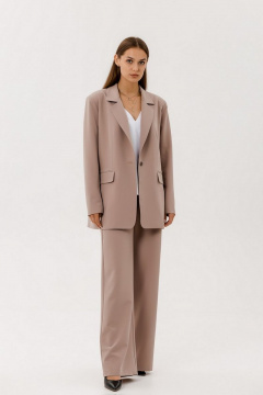 Деловой костюм жакет и брюки палаццо из текстиля с резинкой Atelero 1062 кофейный - фото 4