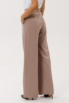 Брюки из льна с высокой посадкой и расширением к низу Atelero 1023 кофейный - фото 4