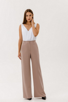 Брюки из льна с высокой посадкой и расширением к низу Atelero 1023 кофейный - фото 1