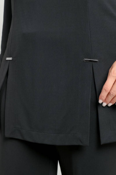 Джемпер трапеция из рубчатого трикотажа с разрезами и фурнитурой La rouge 3239 черный - фото 5