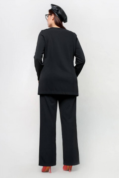 Джемпер трапеция из рубчатого трикотажа с разрезами и фурнитурой La rouge 3239 черный - фото 4