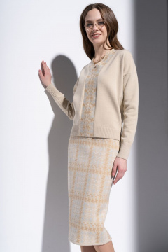 Бежевый полуприлегающий джемпер с длинными рукавами Barbara Geratti С1203BGВ песок/голубой - фото 2