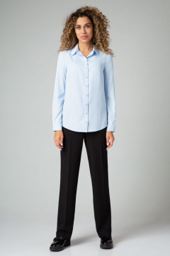 Рубашка прямого силуэта из хлопка с кокеткой IVARI 421 голубой_в_точку - фото 5