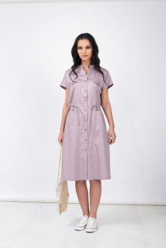 Платье полуприлегающего силуэта из текстиля, летнее Motif 1283 серо-розовый - фото 2