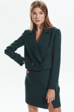 Шикарный костюм из шерстяной ткани с жакетом и юбкой DAVA 128 темно-зеленый - фото 3