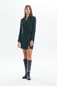 Шикарный костюм из шерстяной ткани с жакетом и юбкой DAVA 128 темно-зеленый - фото 2