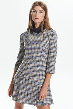 Платье деловое из текстиля с съемным воротником и брошей DAVA 119A - фото 4