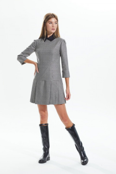 Платье деловое из текстиля с съемным воротником и брошью DAVA 119C - фото 3
