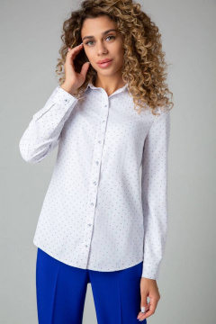 Рубашка прямая из хлопка с мелким рисунком IVARI 421 белый_в_точку - фото 1