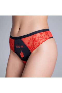 Трусы-стринг из эластичного кружева и сетки Verally S007-1 помада - фото 3