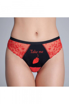 Трусы-стринг из эластичного кружева и сетки Verally S007-1 помада - фото 1