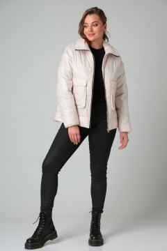 куртка свободного кроя утепленная с накладными карманами Modema м.1030/1 кремовый - фото 4