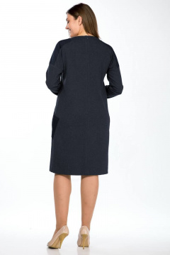 Деловое трикотажное платье с вставкой и карманами Lady Style Classic 1473/5 синие_тона - фото 2