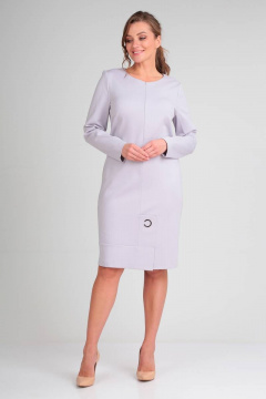 Платье деловое из эластичной ткани с люверсами и асимметричной планкой Golden Valley 4621 светло-серый - фото 1