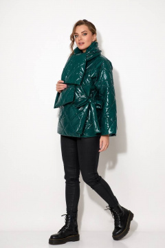 Куртка-комплект на запах с шарфом из стеганой ткани Koketka i K 974-1 зеленый - фото 3