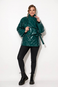 Куртка-комплект на запах с шарфом из стеганой ткани Koketka i K 974-1 зеленый - фото 1