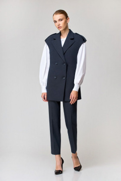 Деловой комплект: жилет, брюки и блуза из текстиля Орхидея 1196 - фото 2