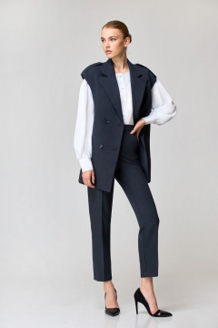 Деловой комплект: жилет, брюки и блуза из текстиля Орхидея 1196 - фото 1