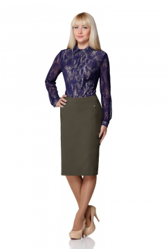 Юбка из экокожи расширенная с имитацией карманов Golden Valley 5015 темно-серый - фото 1