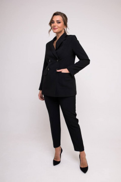 Жакет прямого силуэта из модной ткани с двубортной застежкой SandyNa 130550 черный - фото 2