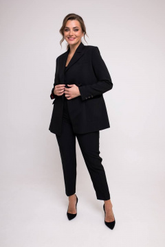 Жакет прямого силуэта из модной ткани с двубортной застежкой SandyNa 130550 черный - фото 1