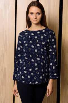 Блуза демисезонная синяя из вискозы с классическим кроем Femme & Devur 70048 3.74F(170) - фото 5