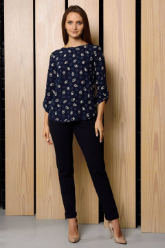 Блуза демисезонная синяя из вискозы с классическим кроем Femme & Devur 70048 3.74F(170) - фото 2