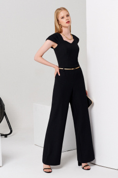 Брюки широкие с высокой посадкой из трикотажа для повседневных образов Панда 125360w черный - фото 1
