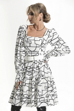 Платье на каждый день из ткани с воланами и съемным поясом Golden Valley 4867 белый - фото 2