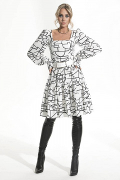 Платье на каждый день из ткани с воланами и съемным поясом Golden Valley 4867 белый - фото 1