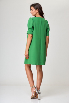 Платье прямого силуэта из вискозы с карманами и V-образным вырезом Anelli 995 лесной - фото 5